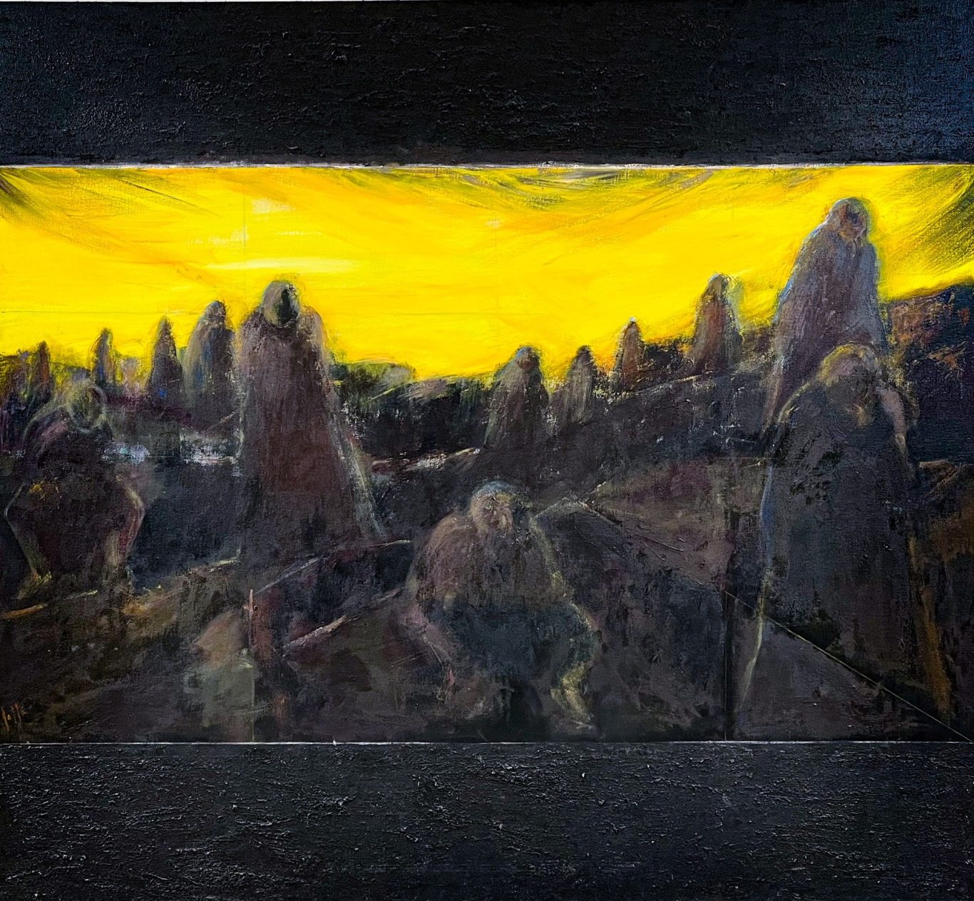 "Monuments" from the series "Quest" Acrylic, Oil, Sand on Canvas 66 x 72 in.